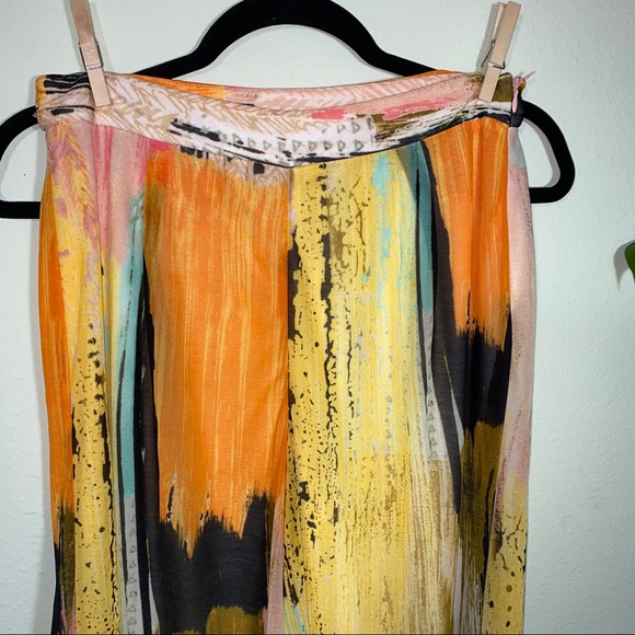 Vintage Brushstroke Color Block Chiffon Casual Pant Tank 2 pc Set Size S - Picture 8 of 12